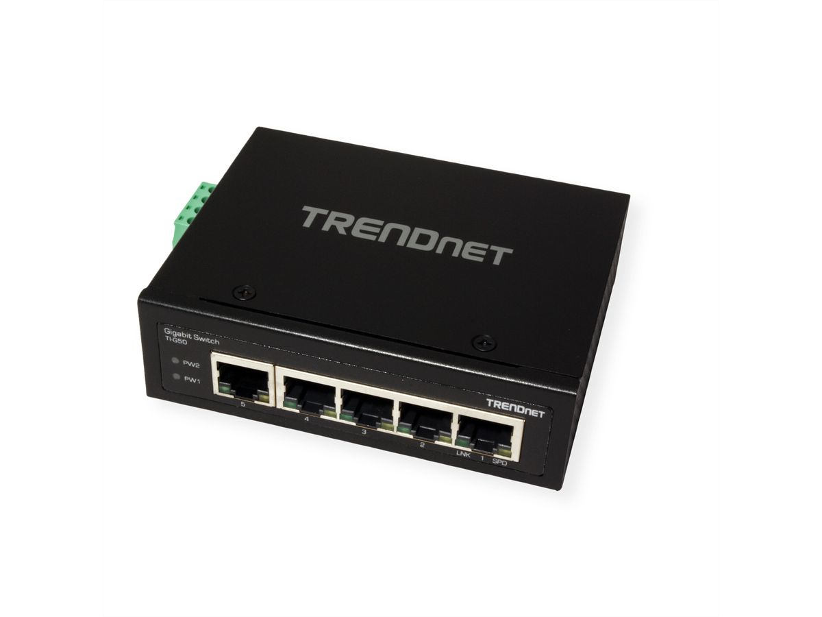 TRENDnet TI-G50 5-poorts geharde industriële gigabit DIN-rail switch