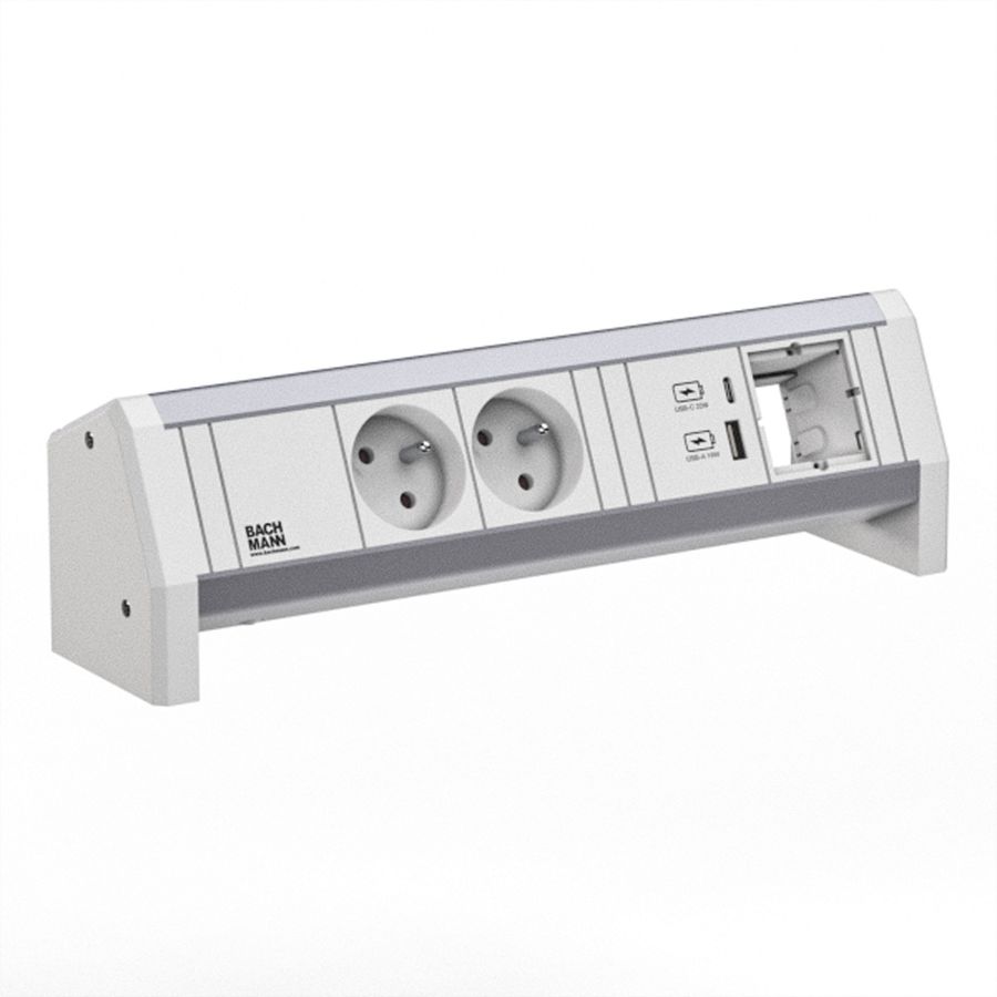 BACHMANN DESK 2xUTE 1xUSB A/C 22W 1xCM GST18 RAL9010