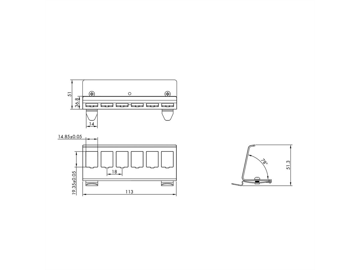 ROLINE DIN Rail Adapter, empty, for 6x Keystones