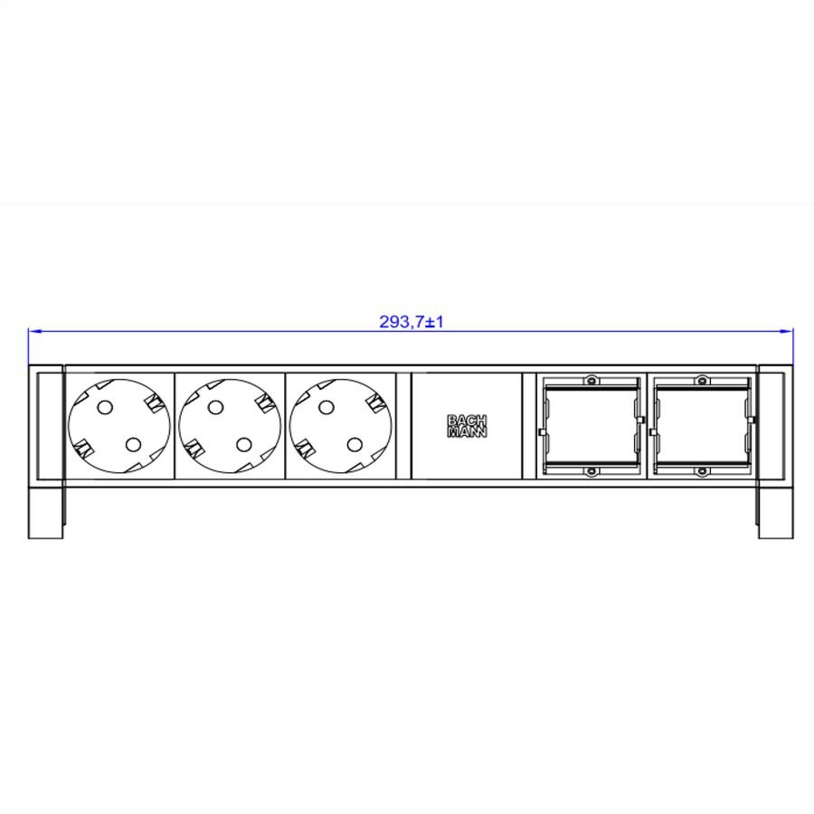 BACHMANN DESK2 3xCEE7/3 2xCM power 0.2m GST18 RAL9005
