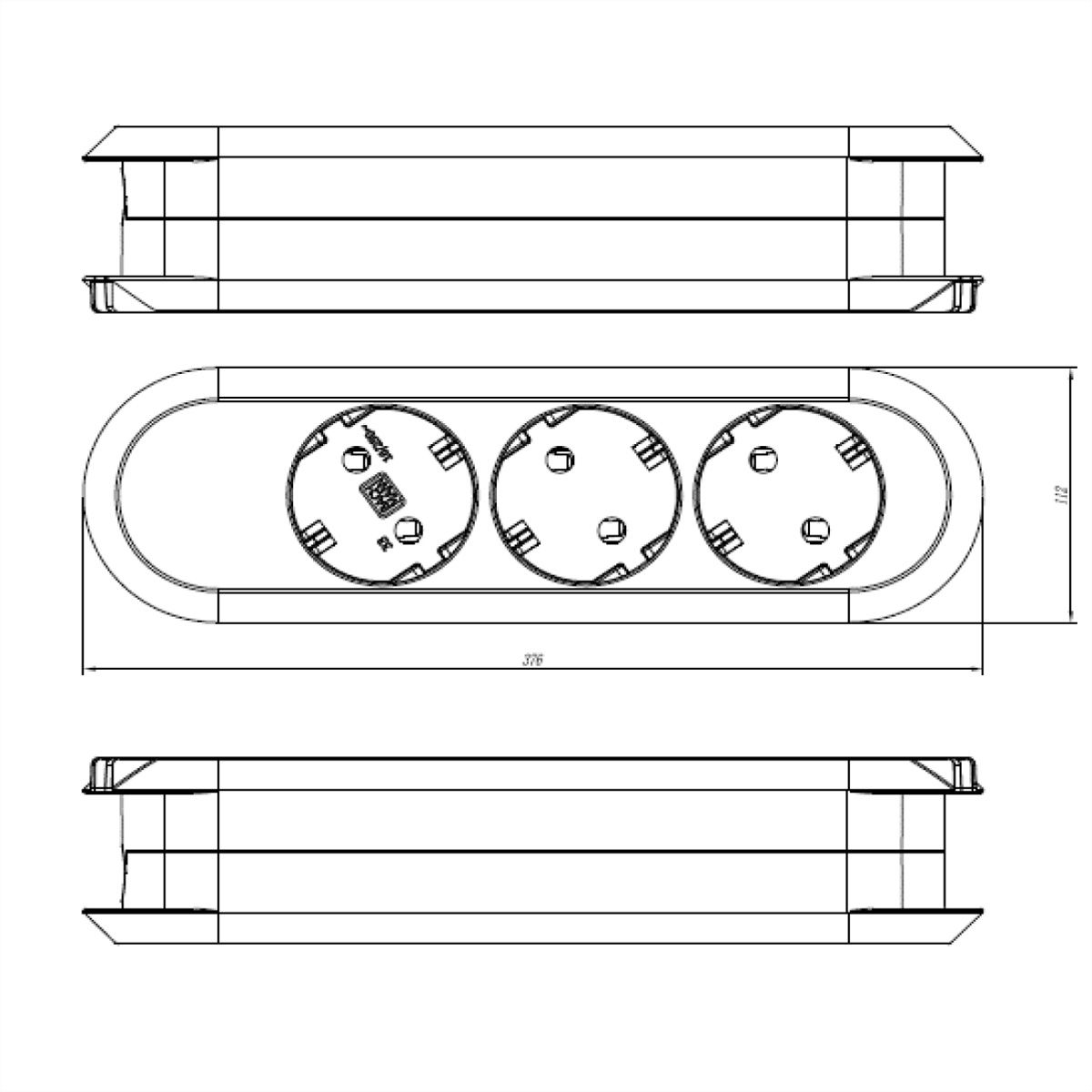 BACHMANN SMART 3xCEE7/3 black, 3x earthing contact