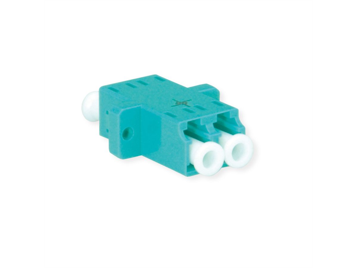 TELEGÄRTNER  LC/APC Duplex adaptor, multimode, cramic sleeve, plastic housing, turquoise, Z77