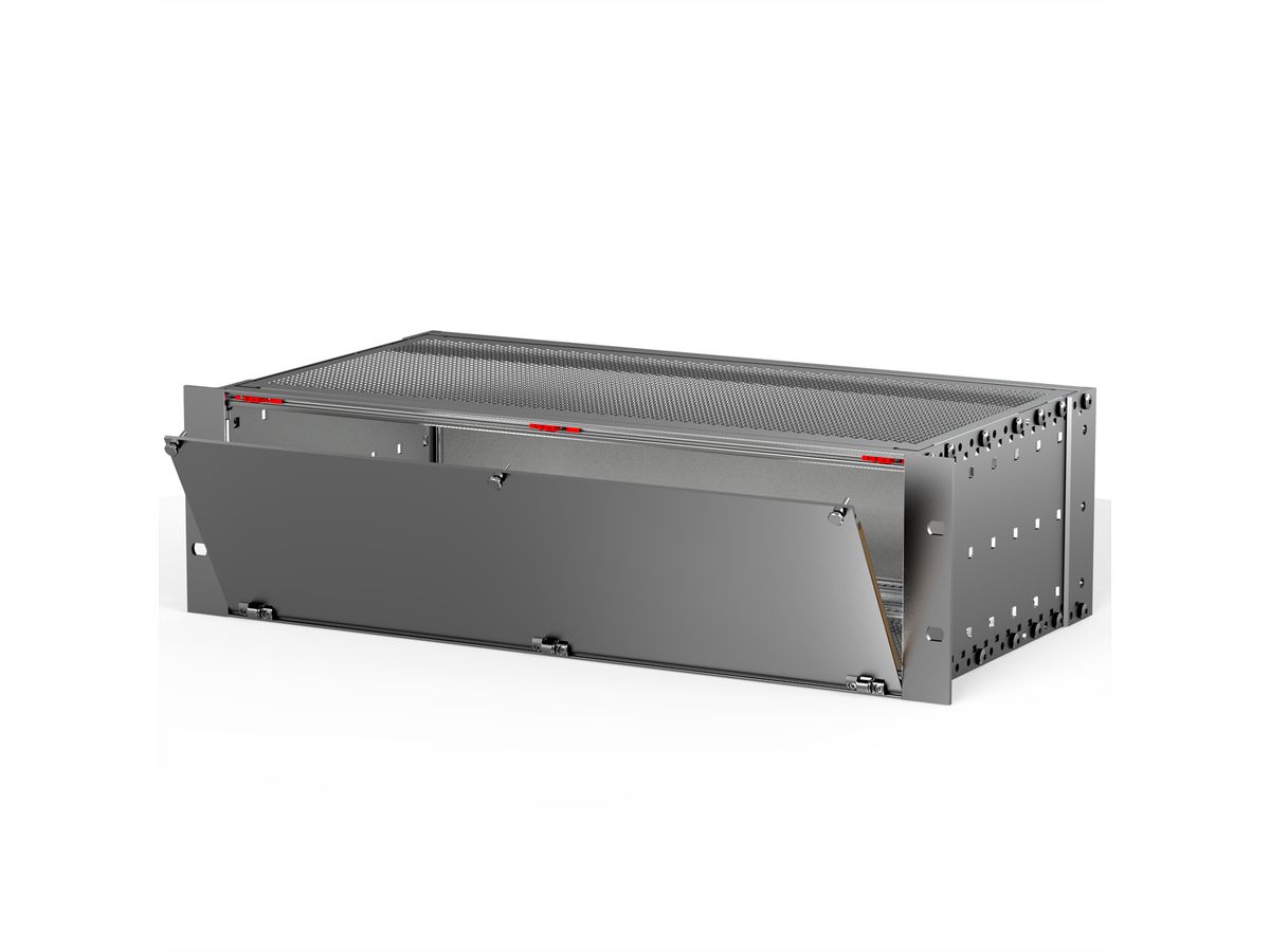 SCHROFF Front Panel Kit, Shielded, Bottom Hinged, 6 U, 84 HP, 2.5 mm, Al, Front Anodized, Rear Conductive
