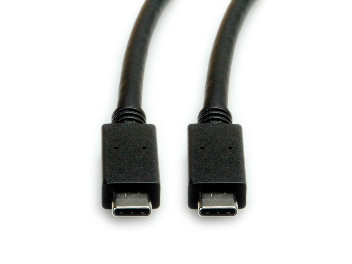 ROLINE USB 3.2 Gen 2 kabel, met PD (Power Delivery) 20V5A, Emark, C-C, M/M, zwart, 0,5 m