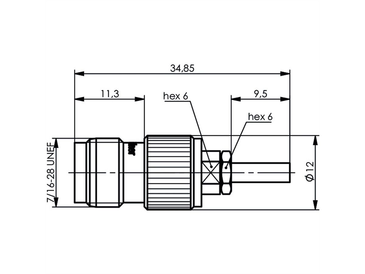 TELEGÄRTNER TNC-Kabelbuchse 50 Ohm, für RG-178B/U