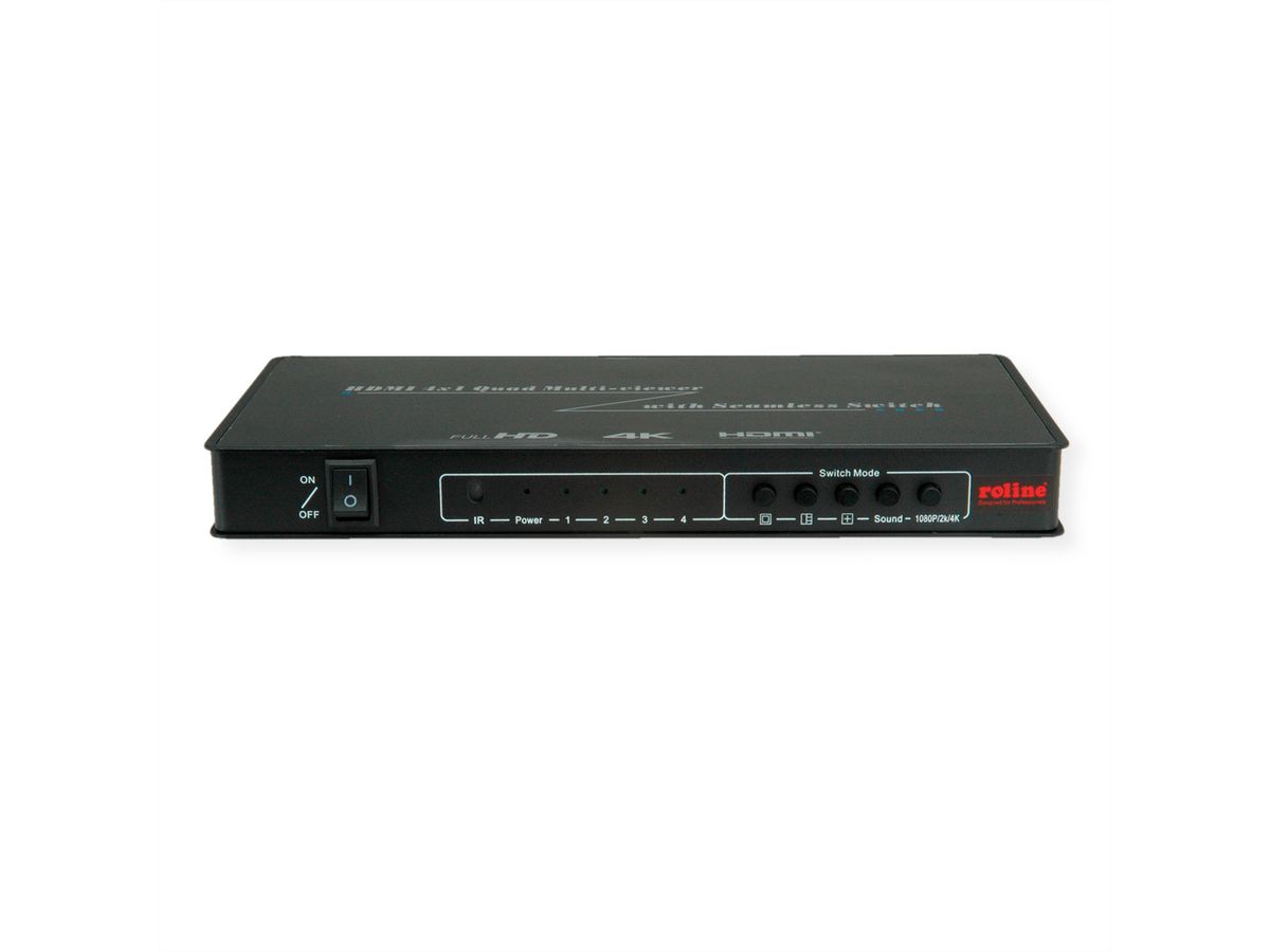 ROLINE HDMI 4x1 QUAD Multi-Viewer Switch, naadloos schakelen