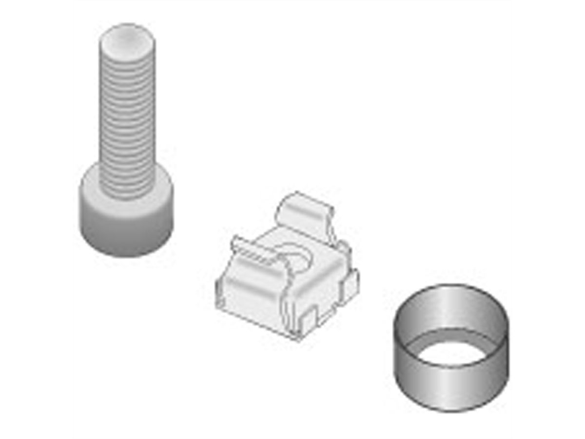 SCHROFF 19" Assembly Kit, Screw M6, Washer M6, Nut M6, 32 Pieces