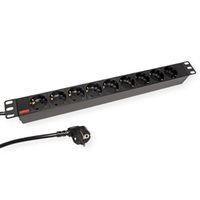 ROLINE 19" stekkerdoos 9-voudig, zwart, 2 m