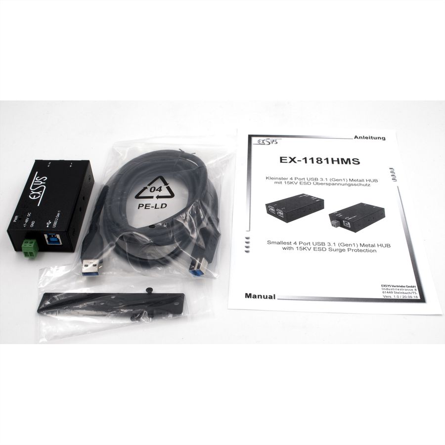 EXSYS EX-1181HMS 4 Port USB  3.2 Gen1 HUB mit15KV ESD Überspannungsschutz