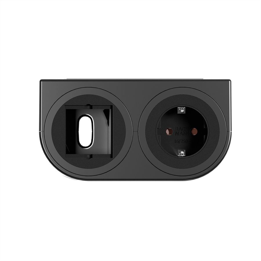 BACHMANN PIX HOLDER DOUBLE, 1x CEE7/3, 1x CM, CEE7/7, schwarz, 2 m
