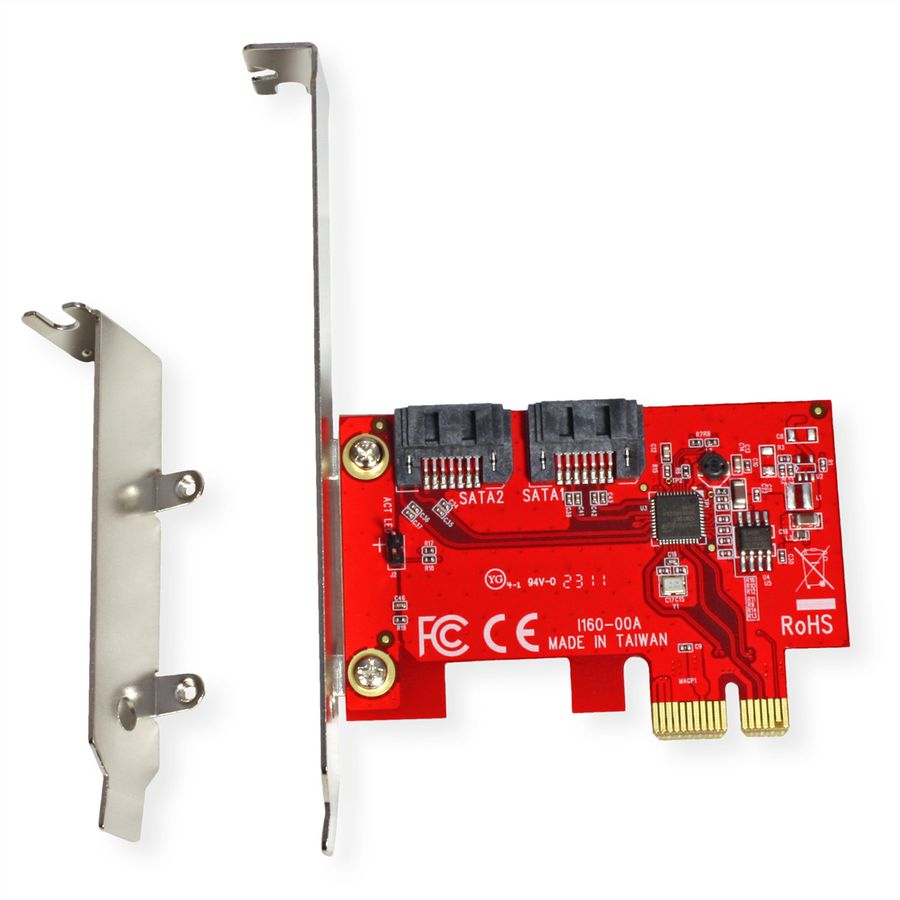 ROLINE PCIe x1 SATA III 6Gbps AHCI 2-Poorts Low Profile Host Adapter
