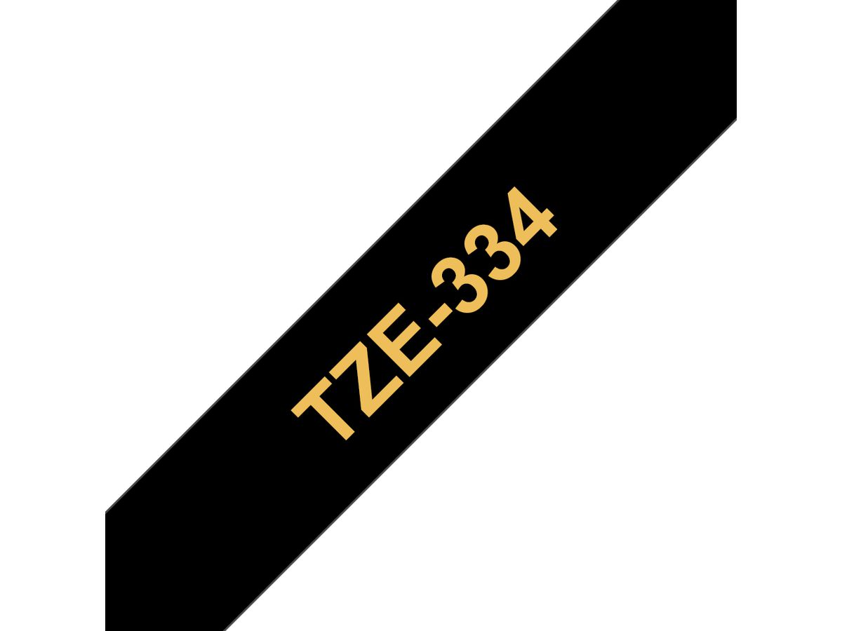 Brother TZE-334 labelprinter-tape Goud op zwart