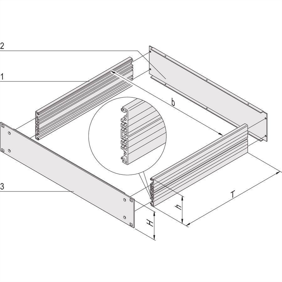 SCHROFF MultipacPRO 19" Chassis Basic Kit, 2 U, Depth 460 mm