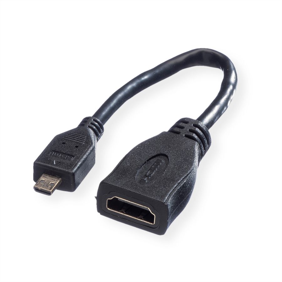 VALUE HDMI High Speed Kabel met Ethernet, HDMI F - Micro HDMI M, 0,15 m