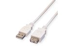 VALUE USB 2.0 kabel, type A-A, M/F, wit, 1,8 m