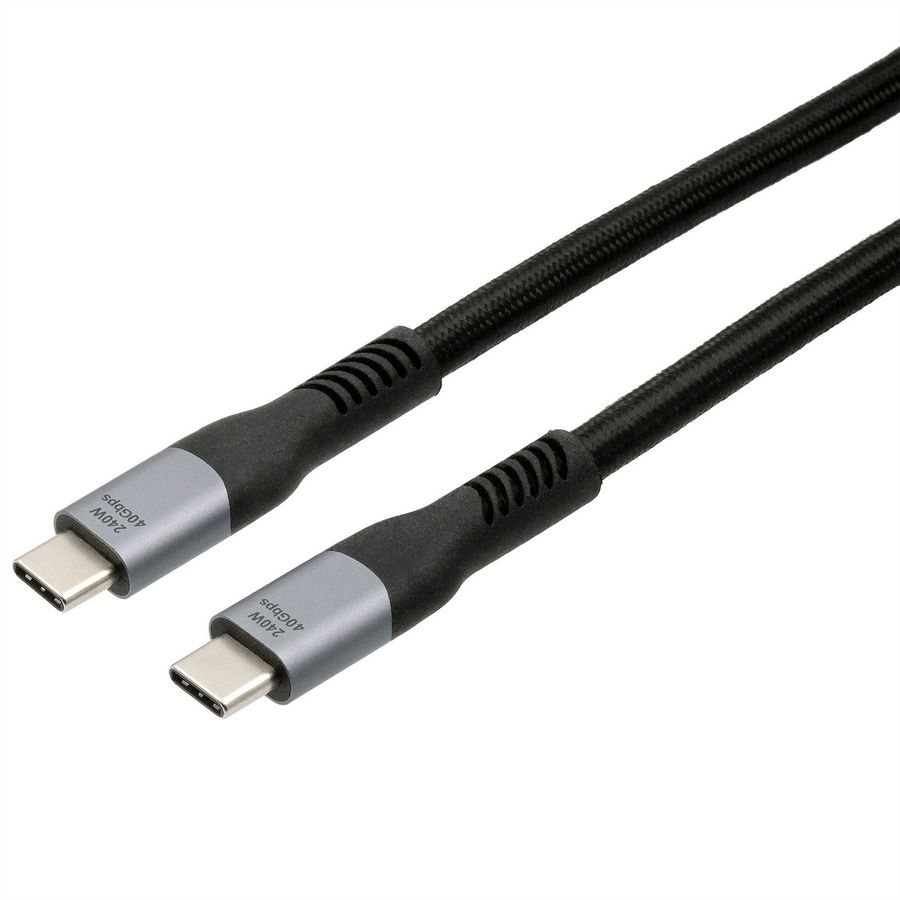 EXSYS EX-K1598-1.0 USB4 cable, USB-C - USB-C, 8K UHD-2, 40 Gbit/s, 5A, 240W, black, 1 m