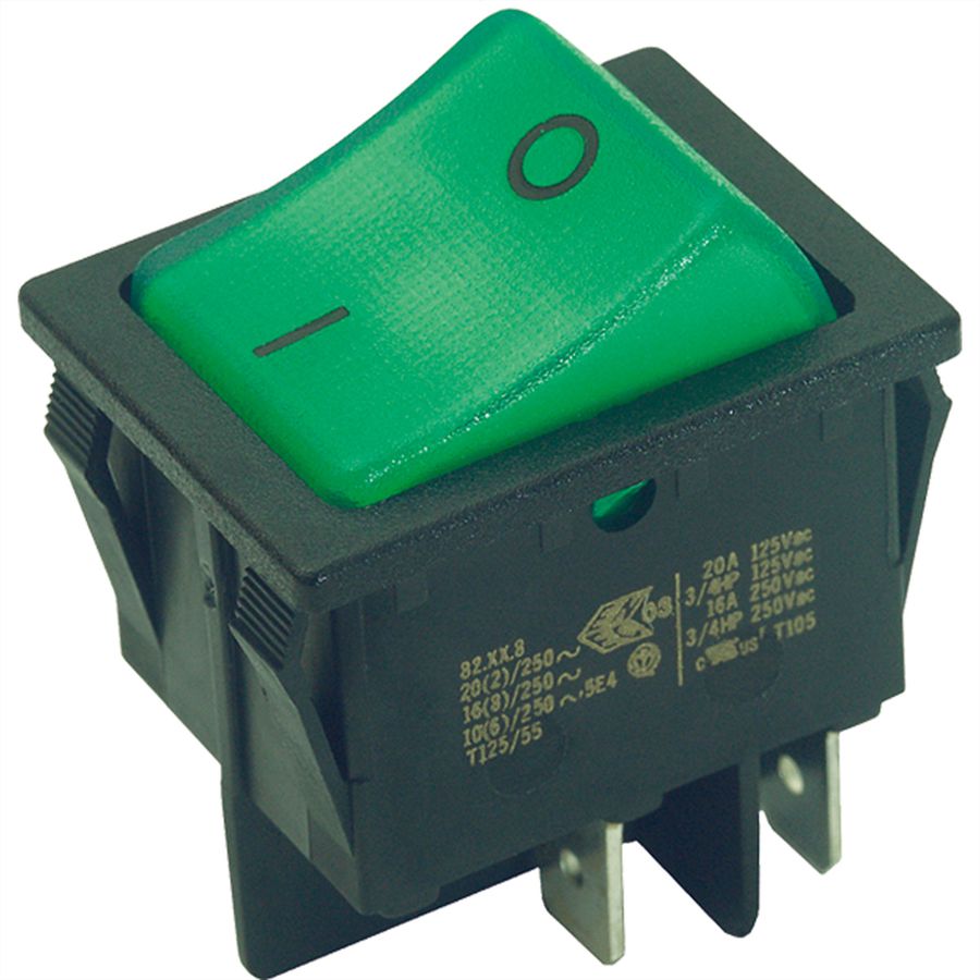 BACHMANN wipschakelaar serie 3652, uit-schakelaar, belast, 2-polig, s/groen, zwart / groen