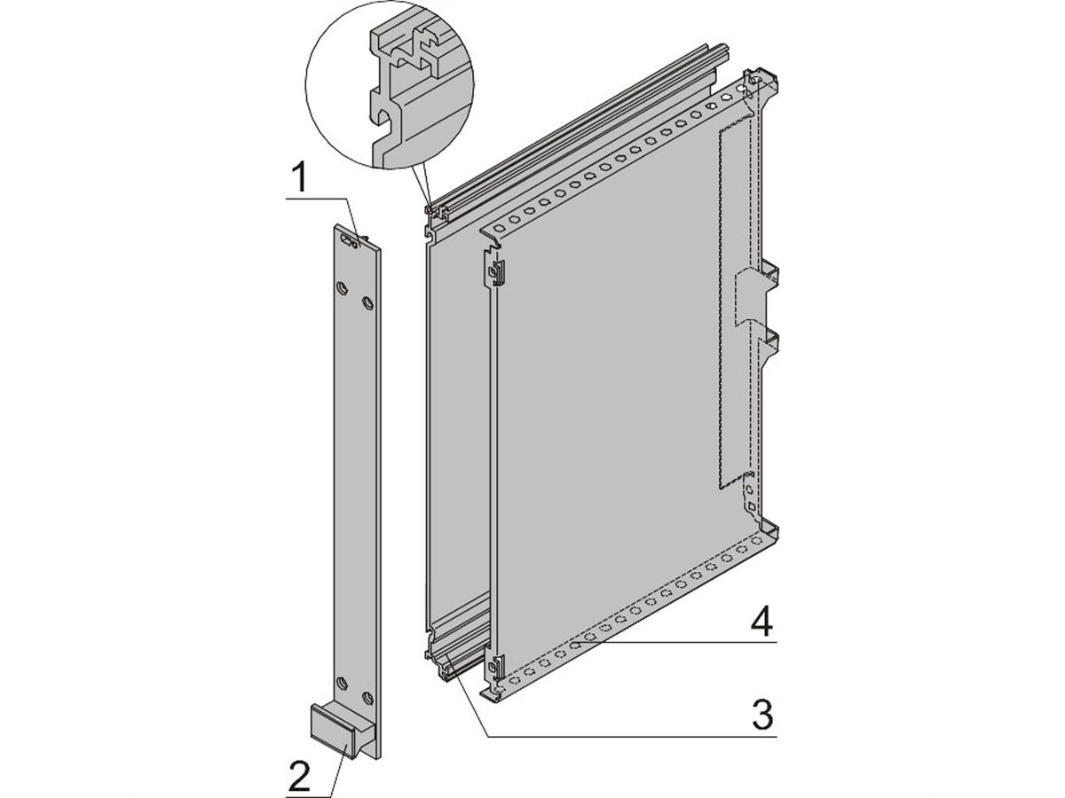 SCHROFF-frame insteekmodule PRO-set, met kap, niet afgeschermd, 6 HE, 5 HE, 227 mm