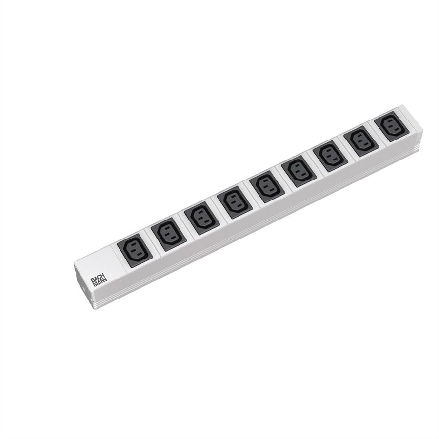 BACHMANN 19" socket strip with 9x C13 sockets, with earthing contact plug