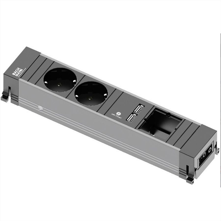BACHMANN CONFERENCE TOP FRAME Medium insert, 2x earthing contact, 2x USB charger, 1x ABD