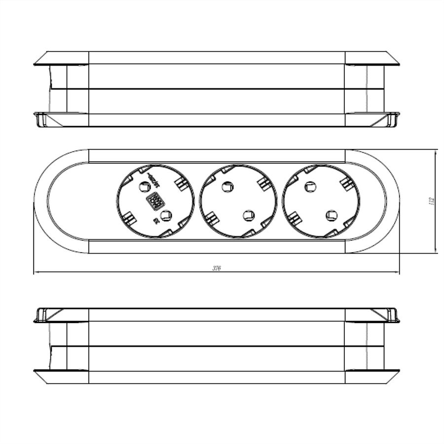 BACHMANN SMART 3xCEE7/3 black, 3x earthing contact
