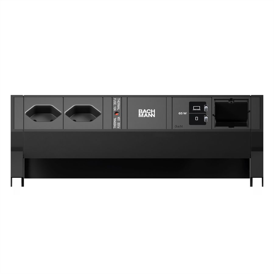 BACHMANN DESK2 2xCH 90° 1xUSB C/C 65W, 1xCM L=0.2m RAL9005