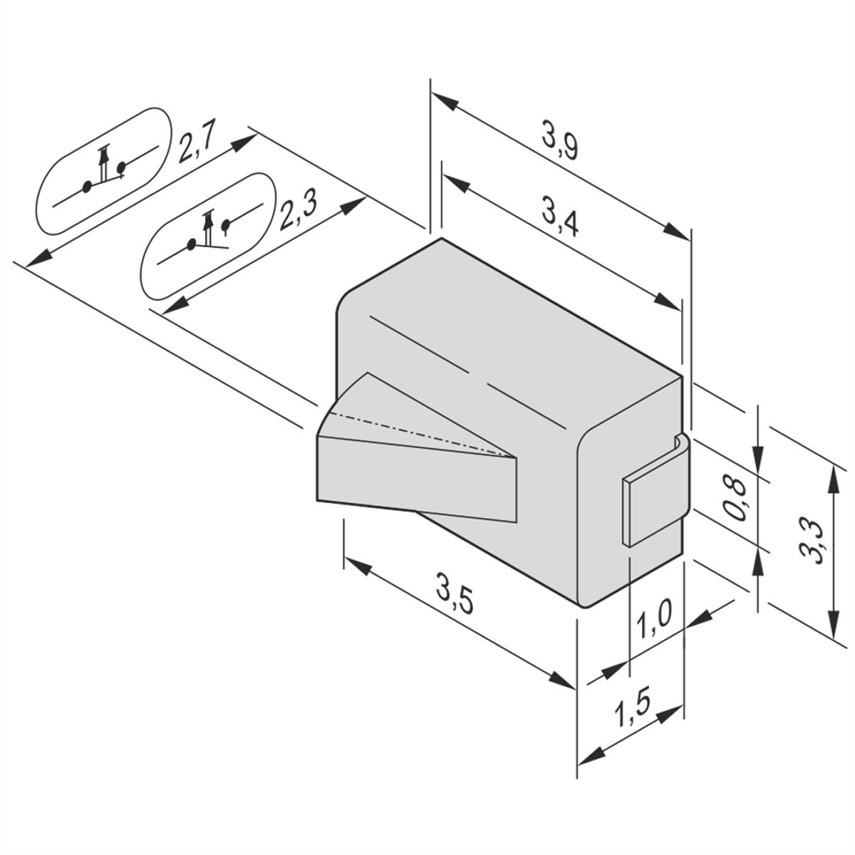 SCHROFF Microschakelaar voor Carrier Compact- en Full-Size-Module, Normaal Gesloten, 10 stuks