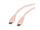 ROLINE USB 2.0-kabel, type C-C, M/M , Silicone, 60W, pink, 1 m