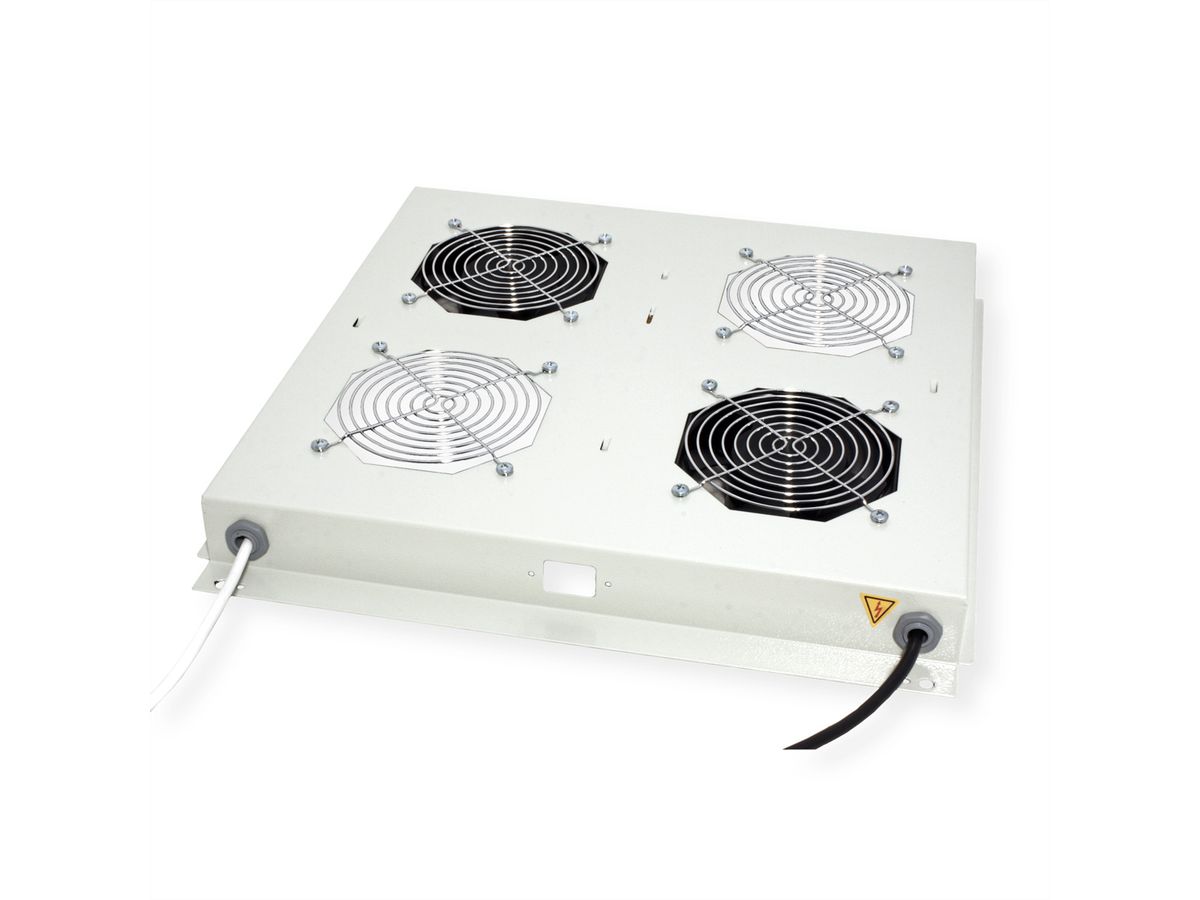 ROLINE 19-inch dakventilatie unit met 2 ventilatoren, thermostaat, grijs