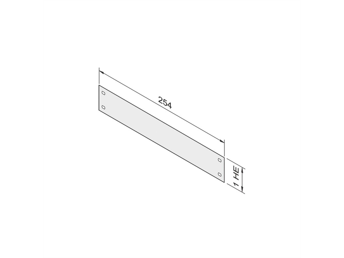 SCHROFF 10" Frontpaneel, glad, St, 1,5 mm, RAL 7035