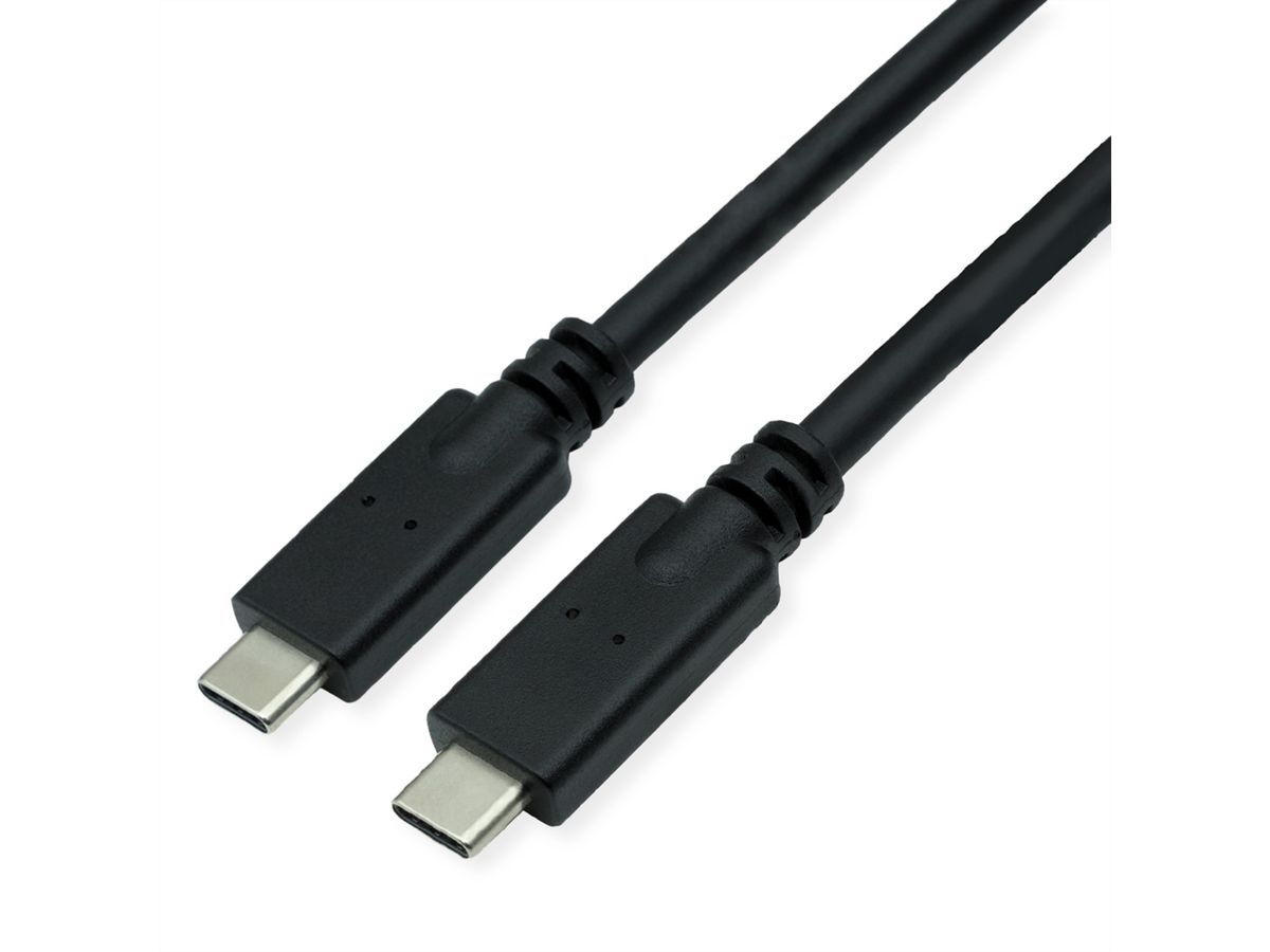 ROLINE Cable USB 3.2 Gen2 Compatible, PD (Power Delivery) 85W, with Emark, C-C, M/M, black, 7 m