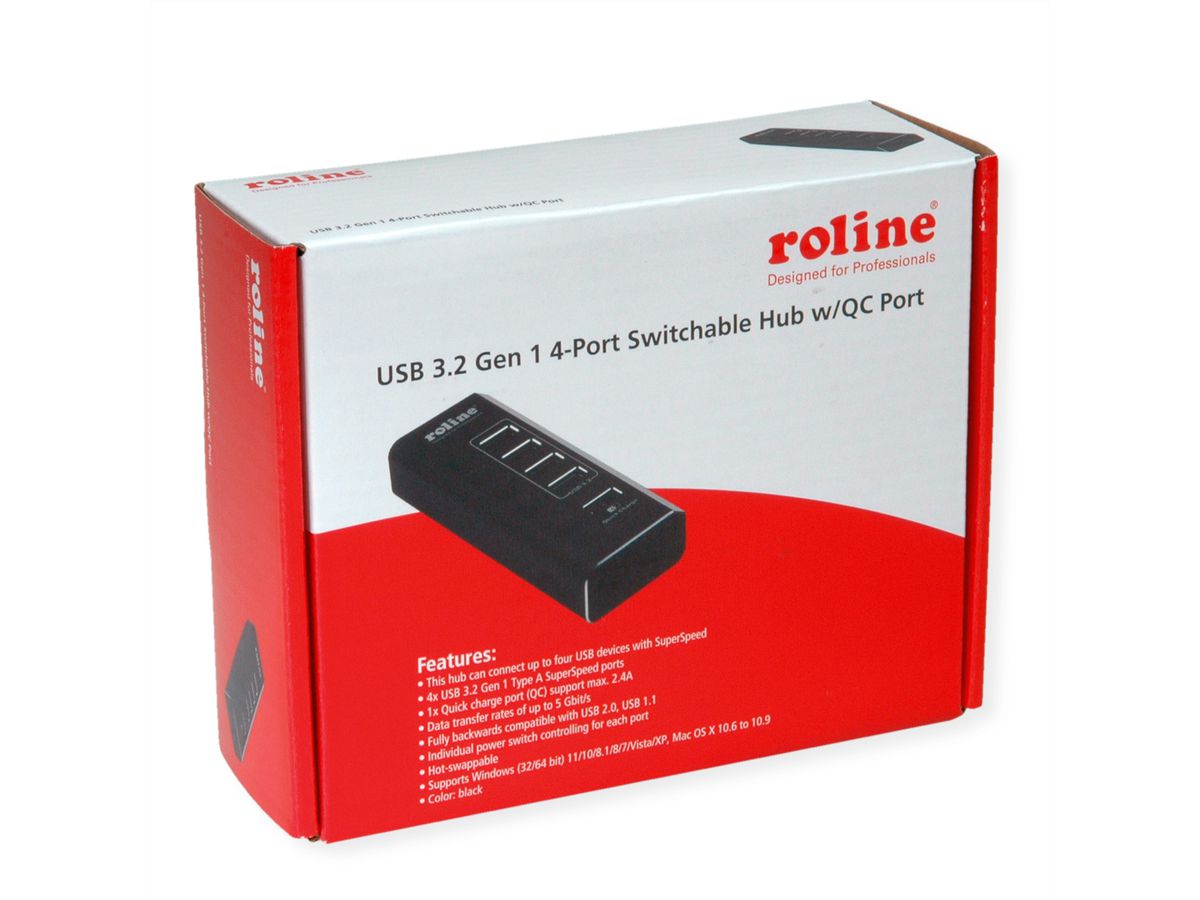 ROLINE USB 3.2 Gen 1 Notebook Hub 4 poorts + 1x opladen