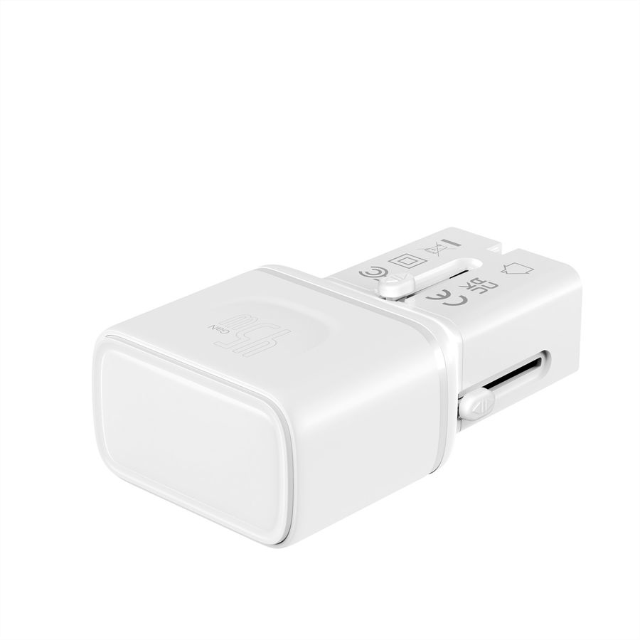 VALUE reisoplader met platte Euro/UK/US stekker, 2 USB-C-poorten, 45 W