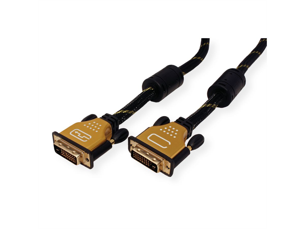 ROLINE GOLD Monitor Cable, DVI (24+1), Dual Link, M/M, 1 m