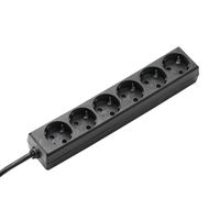 BACHMANN SELLY socket strip 6x earthing contact, black, 1.5 m
