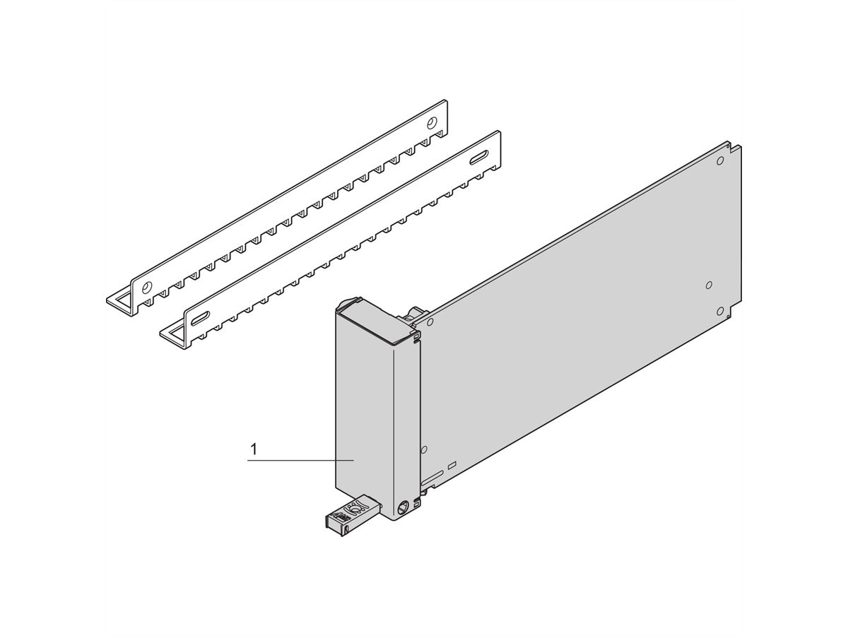 SCHROFF AMC plamuurmodule met trekgreep, enkel compact, roestvrij staal