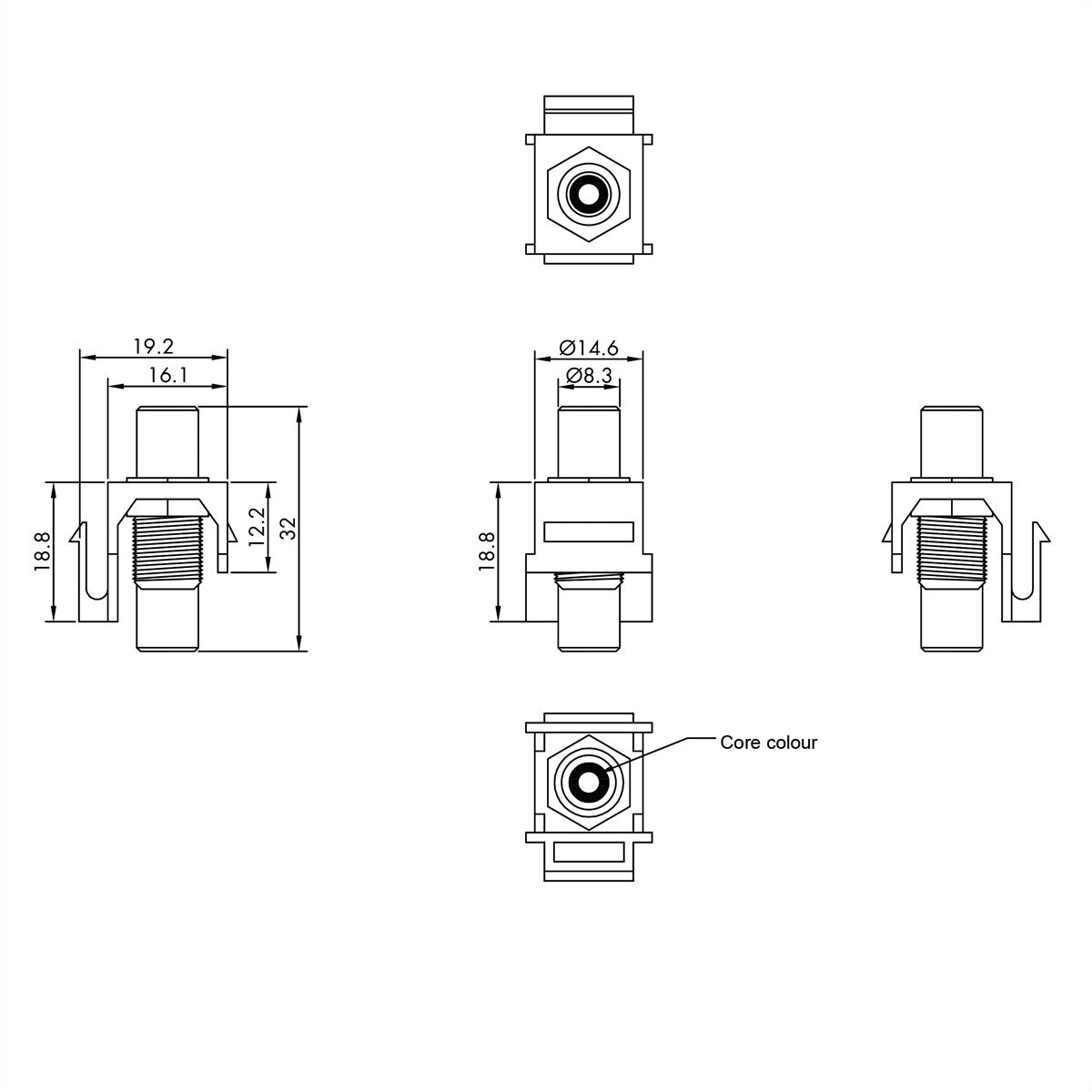 VALUE RCA keystone-koppeling, kunststof, wit
