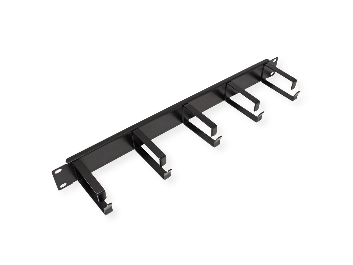 VALUE 19" 1U Cable Management Plate, G-Type, 5 Hooks, black