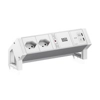 BACHMANN DESK2 ALU WHITE 2xCH 90°, 1xUSB C/C 65W L=0.2m RAL9010