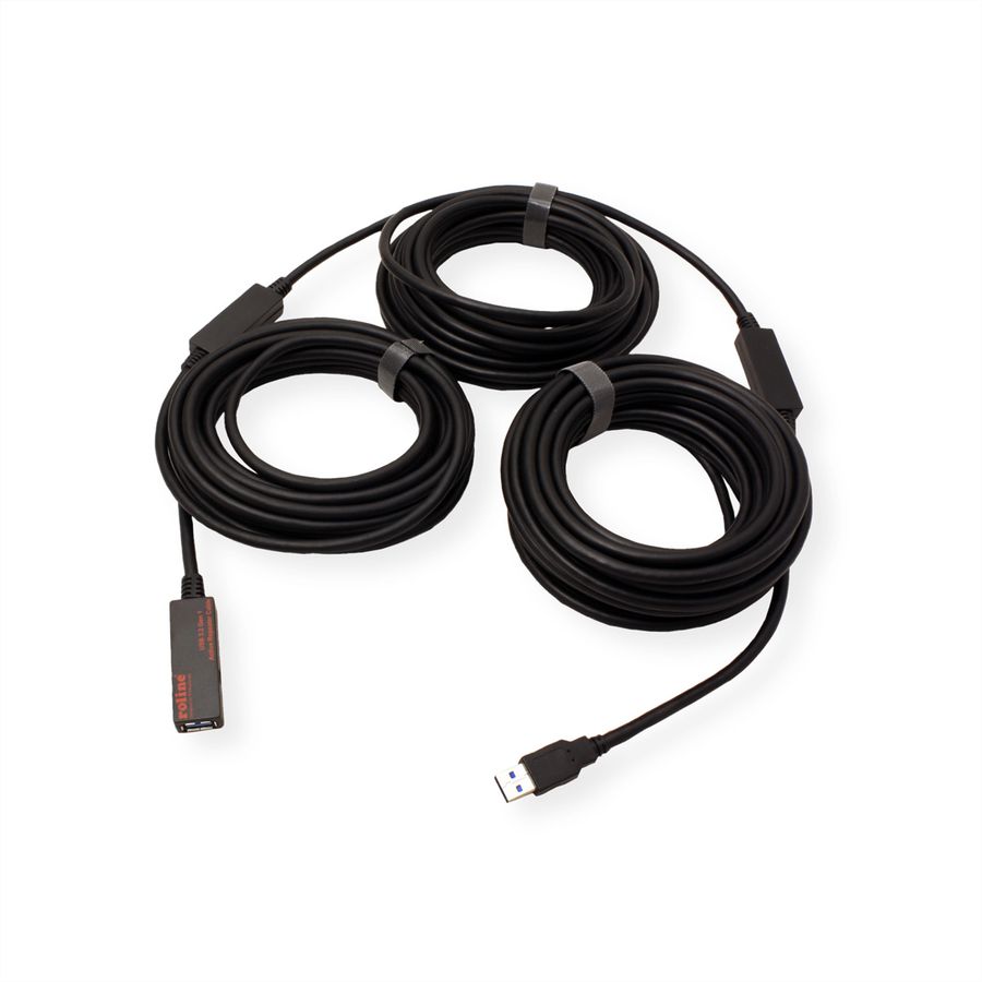 ROLINE USB 3.2 Gen 1 Actieve Repeater kabel, zwart, 20 m