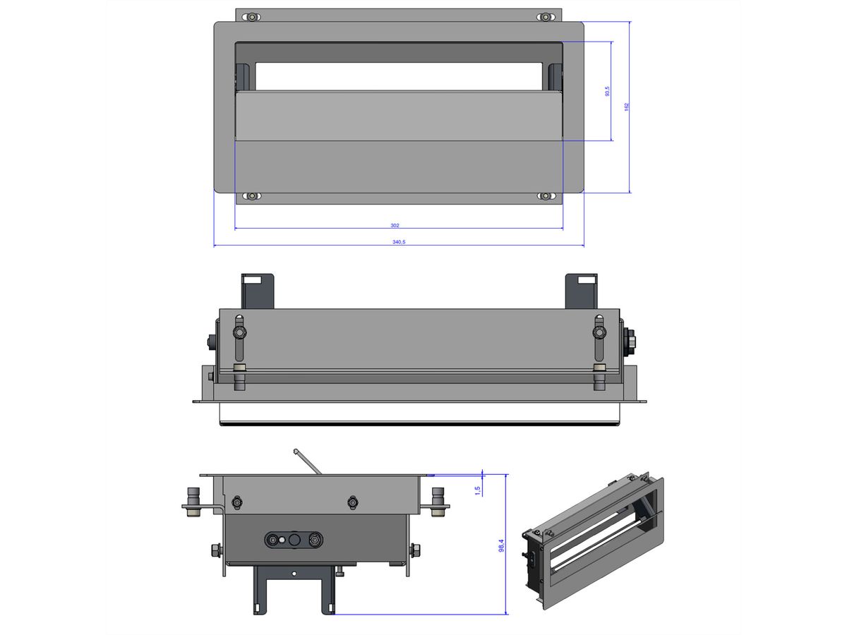 BACHMANN TOP FRAME Medium grijs/zwart, Tafelmodel met frame
