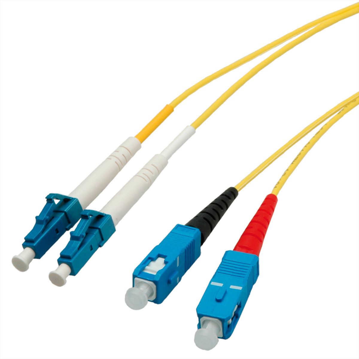 Fibre Optic kabel duplex, SingleMode E9/125µm LC/SC, geel, 1 m