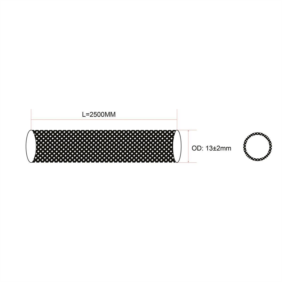 ROLINE PVC weefselslang voor kabelgeleiding, zelfsluitend, zwart, 2,5 m