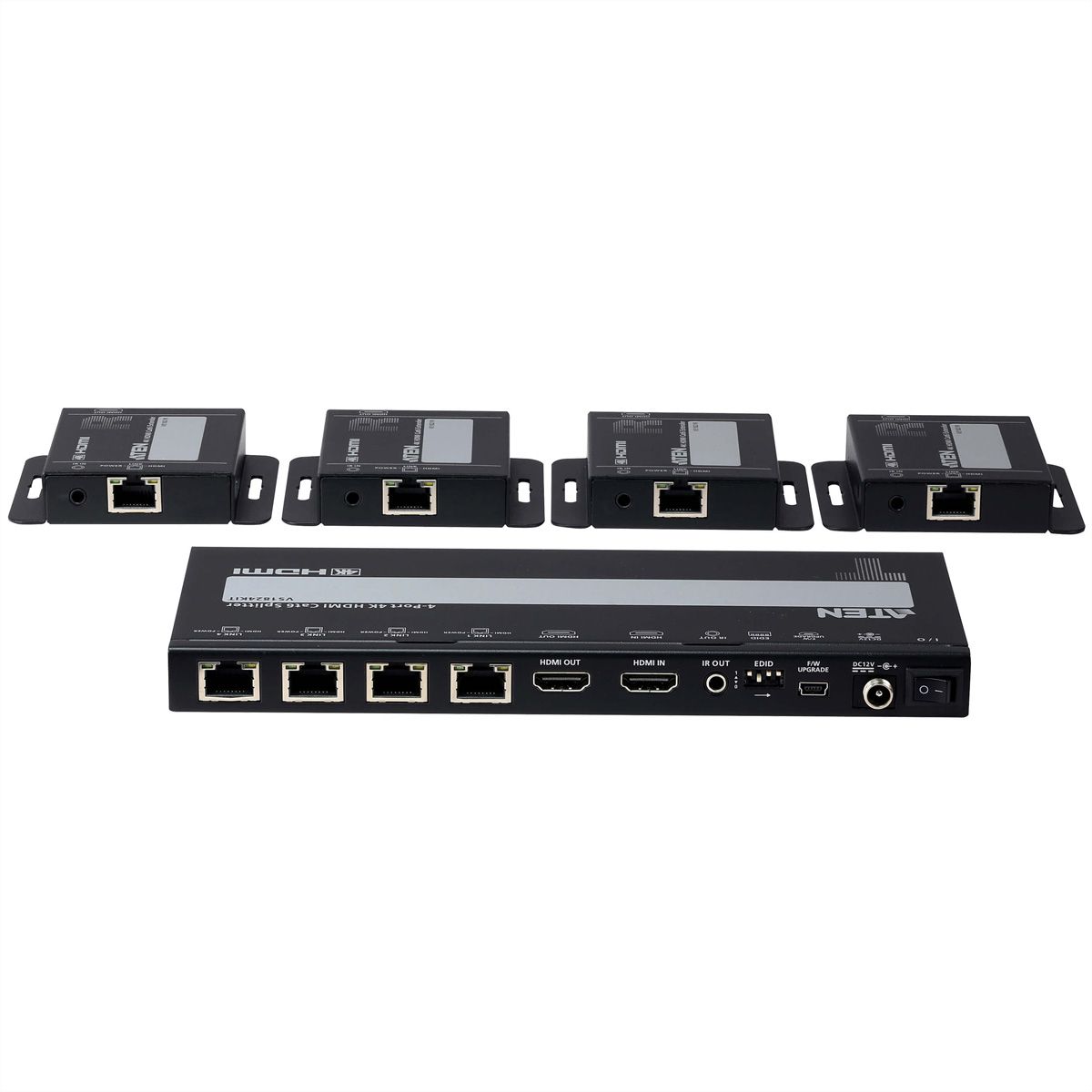 ATEN VS1824KIT 4-poorts 4K HDMI Cat6-splitter met 4 ontvangers