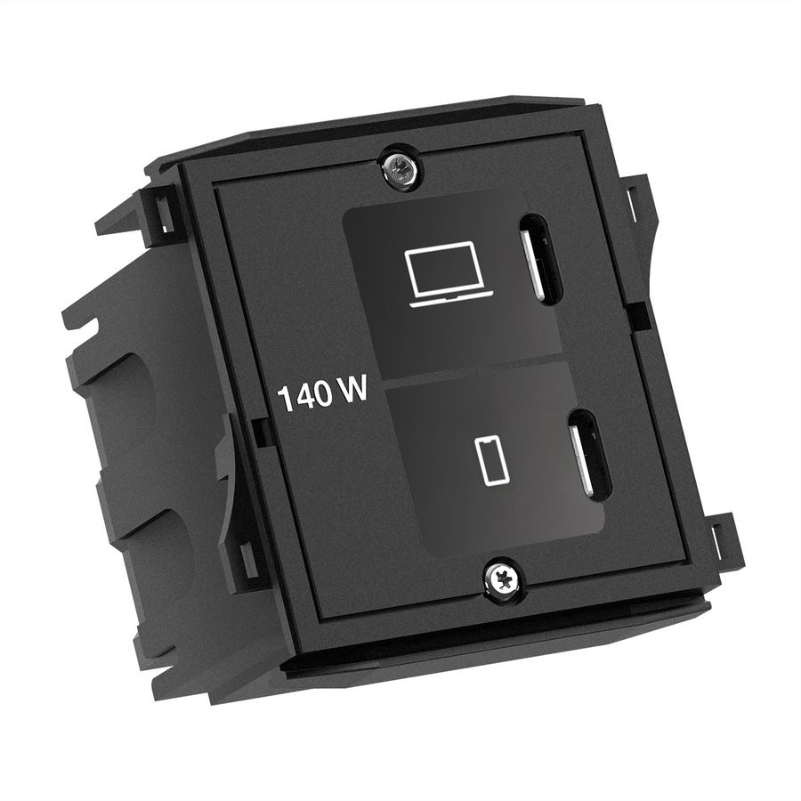 BACHMANN Custom Modul 1xUSB C/C 140W, SWISS T12 Bundle RAL9005