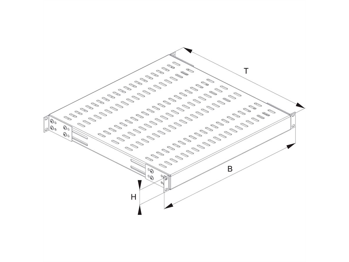 CONTEG 19"-Legplank, uittrekbaar, 435 x 650 mm, 100Kg