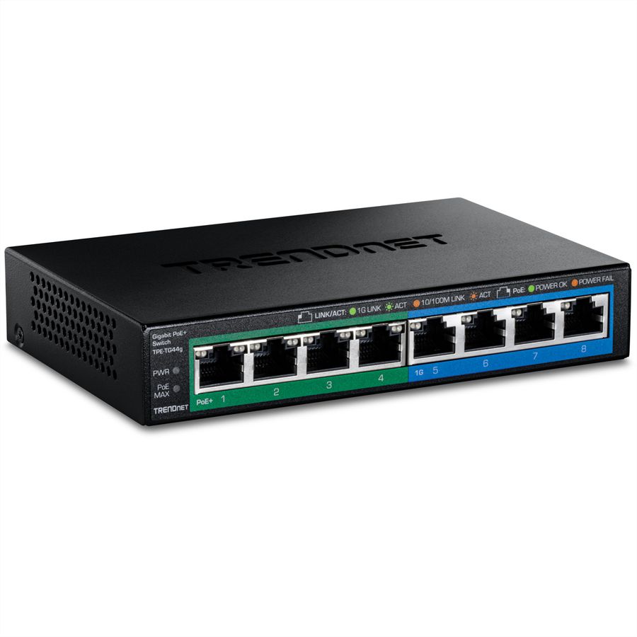 TRENDnet TPE-TG44g 8-poorts PoE-switch GREENnet Gigabit, 4 PoE, 4 Non-PoE