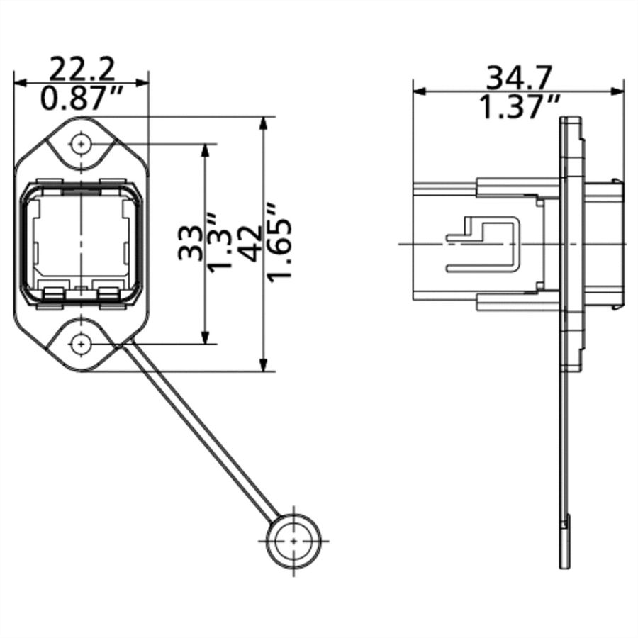 METZ CONNECT Industry IP67 V14 inbouwbus, Normbevestiging