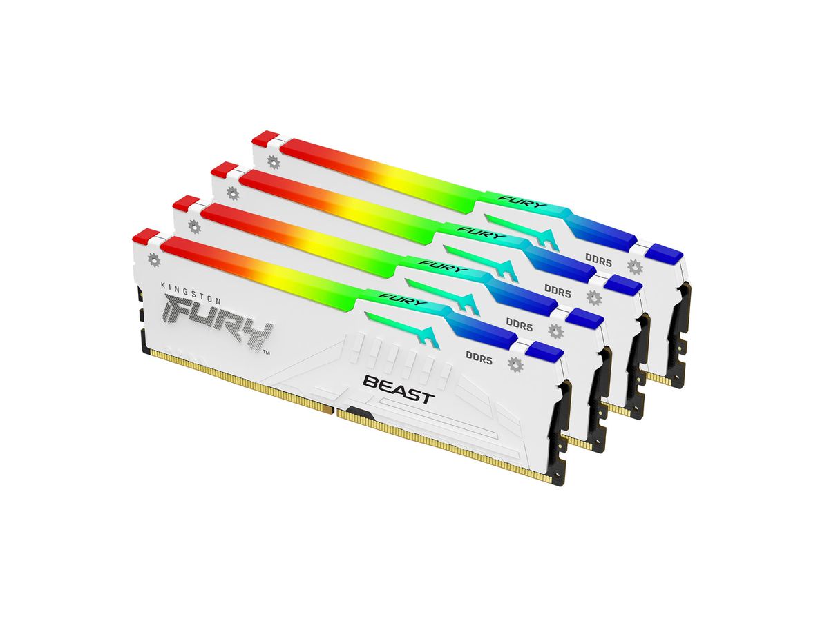 Kingston Technology FURY 128GB 5600MT/s DDR5 CL40 DIMM (Kit van 4) Beast White RGB XMP