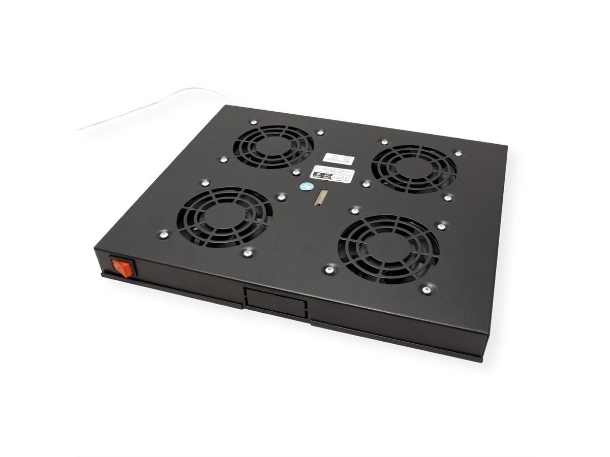 ROLINE 19-inch ventilatorunit 4 ventilatoren, Thermostaat zwart